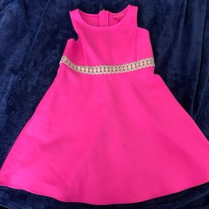 Lilly Pulitzer Size Medium 6-7 girls pink dress with gold zipper in the back.